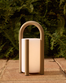 Портативная настольная лампа Leros из полиэтилена и стали бежевого цвета