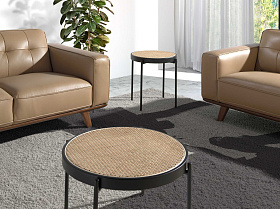 Приставной столик 2109/TT-S186 из ротанга и черной стали