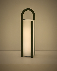 Большая портативная настольная лампа Leros из полиэтилена и стали зеленого цвета