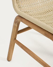 Уличный стул Alipa из массива акации и веревки цвета экрю
