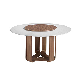 Круглый обеденный стол 1137/DT935 из керамики с мраморной отделкой