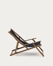 Складное кресло Vilara для улицы из акации и текстиля черного цвета