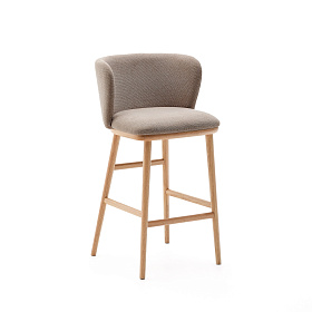 Ciselia Полубарный стул из коричневого шенилла и ясеня в натуральной отделке