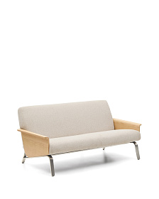 2-местный диван Amsen бежевый с подлокотниками из шпона дуба