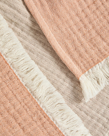 Плед Nafine из хлопкового муслина с двухцветной бахромой 130 x 170 см