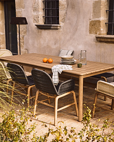Комплект садовой мебели Sori стол и 6 стульев Alipa из акации и графитовой веревки