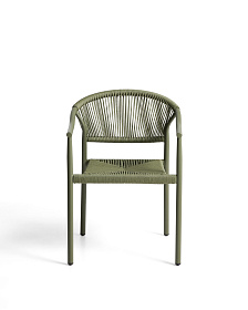 Уличный стул Livadia из зеленого алюминия и веревки