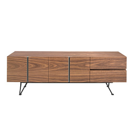 Тумба под телевизор 3260/MF2308 из ореха и черной стали