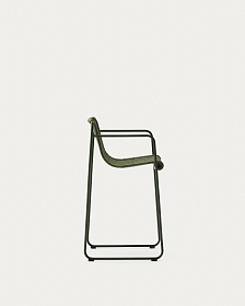 Полубарный стул Maurina из зелёной оцинкованной стали и зелёного шнура 64,5 см