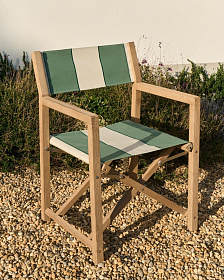 Уличный cкладной стул Vilara в зелёно-бежевую полоску из акации