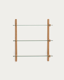 Модульный стеллаж Sitra из массива дуба с 3 стеклянными полками
