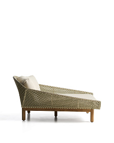 Уличная кровать Olbia из искусственного ротанга и массива тикового дерева