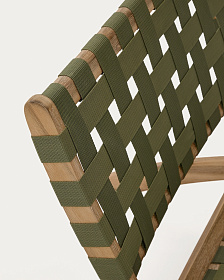 Складное кресло Chabeli из массива акации и шнура зеленого цвета