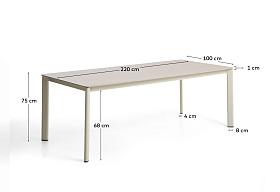 Уличный стол Anafi с бежевой столешницей из спеченного камня, 220 x 100 см