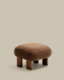 Пуф Cabana Taupe Boucle с ножками в отделке орех 65x55,4 