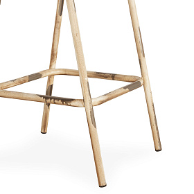 Барный стул Romina из черной кожи с белыми ножками