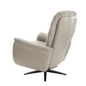 Поворотное кресло-реклайнер 5114/KM-A6010-M565 серое кожаное