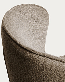 Поворотное кресло Sorile из коричневой синели и черной стали