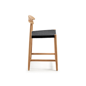 Nina Полубарный стул из массива акации с натуральной отделкой и черной веревкой 62 см
