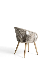 Уличный стул Lidario из алюминия с отделкой под дерево и бежевой веревки