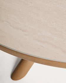 Уличный стол Mirtia из алюминия с отделкой под дерево и кремового спеченного камня 148 см