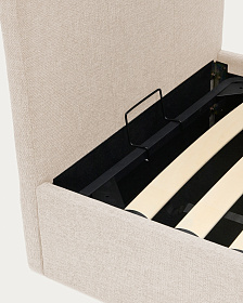 Кровать Nahiri бежевого цвета из шенилла с ящиком для хранения 90 x 200 см