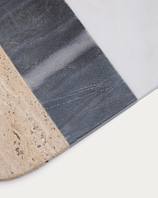 Большая сервировочная доска Nivol из белого и черного мрамора и травертина