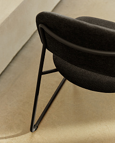 Стул Meli из серого шенилла с серыми металлическими ножками