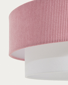 Подвесной светильник Bianella из хлопка и розового вельвета