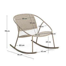 Кресло-качалка уличное Atrani из стали и веревки бежевого цвета