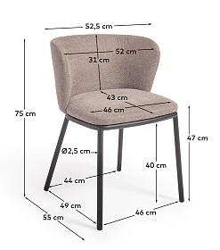 Ciselia Стул из синели светло-коричневого цвета и черной стали