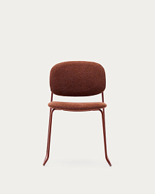 Стул Meli из терракотовой шенилли с терракотовыми металлическими ножками 