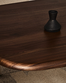 Стол Melvar из орехового шпона с основанием из матовой нержавеющей стали 220 x 110 