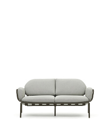 Уличный диван Joncols из серой ткани и зеленым алюминиевым каркасом 164 см