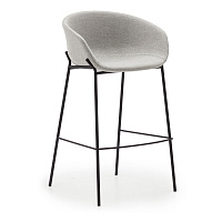 Yvette Барный стул светло-серый со ножками в черной отделке 74 см
