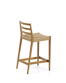 Полубарный стул Analy из массива дуба в натуральной отделке и веревочным сиденьем 65 см