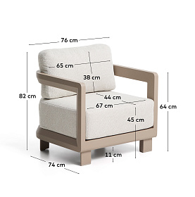 Уличное кресло Nerano из алюминия цвета таупе