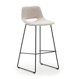Zahara Барный стул бежевый с черными стальными ножками 76 см