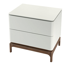 Прикроватная тумбочка CALPE шпон ореха F, светло-серый матовый лак RAL9002