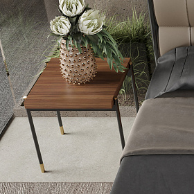 Приставной столик BENISSA шпон ореха F, черный матовый лак