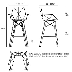 Деревянный барный стул Faz с подлокотниками