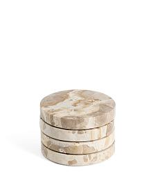 Набор из 4 круглых подставок Malder из бежевого мрамора