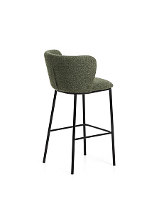 Барный стул Ciselia из темно-зеленого шенилла с ножками из черной стали