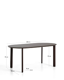 Уличный стол Erice из алюминия и закаленного стекла коричневого цвета, 180 x 90 см