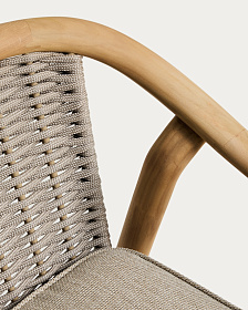 Уличный стул Elunda из тикового дерева и бежевой веревки