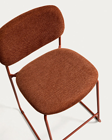 Полубарный стул Meli из терракотовой синели с металлическими ножками, 65 см