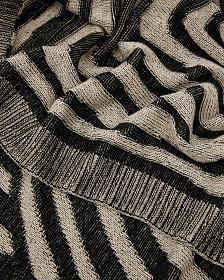 Плед Oreli из черного хлопкового жаккарда с узором «зебра» 130 x 170 см