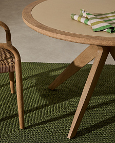 Julieta Уличный стол из полицемента и массива акации Ø 120 см