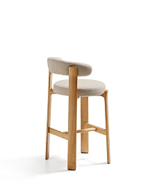 Барный стул Granite из бежевой синели и ясеня с натуральной отделкой 75 см