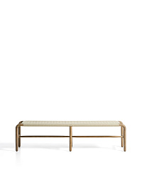 Скамейка Alipa из массива акации и веревки цвета экрю